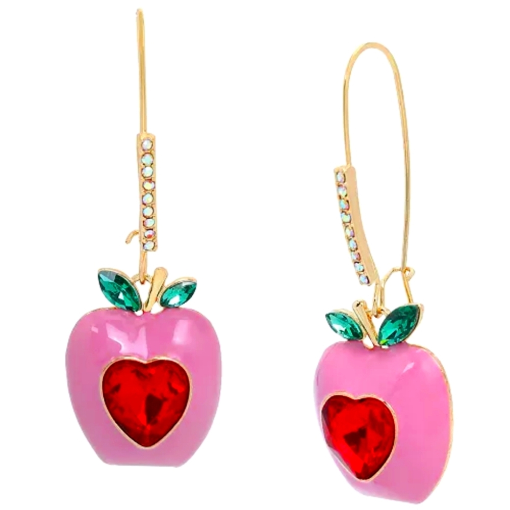Betsey Johnson Faux Stone Apple Dangle Earrings